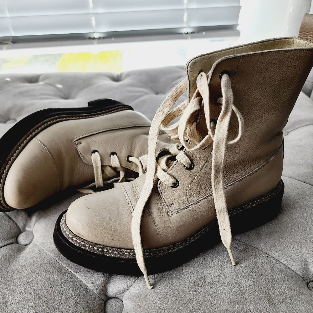 BRUNELLO CUCINELLI Leather White Chunky boots